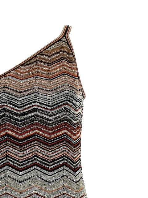 Missoni sequin chevron one-shoulder dress - Neutrals