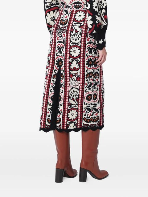 FARM Rio Tapestry straight skirt - Red