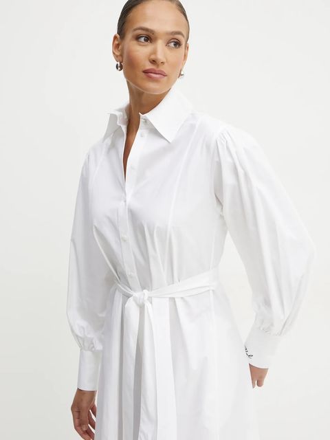 Karl Lagerfeld sukienka bawełniana kolor biały midi prosta A1W13018 - zdjęcie produktu nr 2