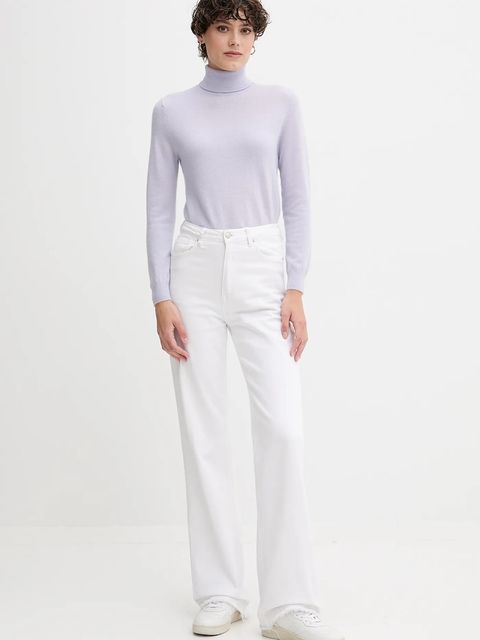 United Colors of Benetton sweter wełniany damski kolor fioletowy z golfem 1002D2348 - zdjęcie produktu nr 2