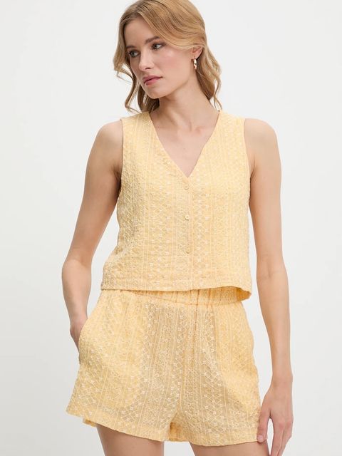 Answear.LAB kamizelka i szorty damski kolor żółty