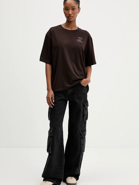 adidas t-shirt bawełniany damski kolor brązowy KT3274