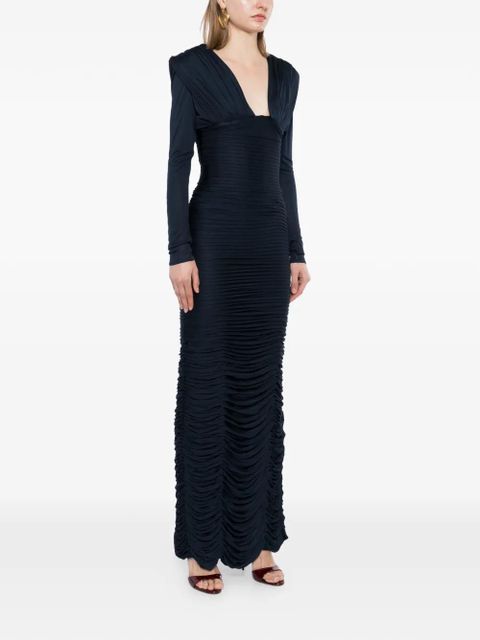 Versace Draped Silk Crêpe Midi Dress - Blue