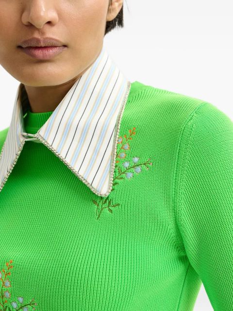 Essentiel Antwerp floral-embroidered sweater - Green