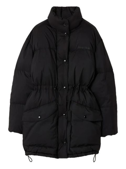 Miu Miu Technical pongé down long jacket - Black - zdjęcie produktu nr 1