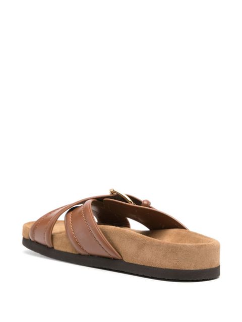 Valentino Garavani VLogo-plaque leather slides - Brown