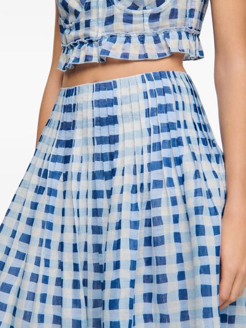 SANDRO check-pattern Gingham long skirt - White