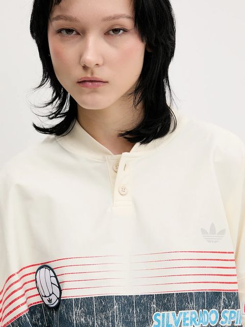 adidas Originals bluza Summersp Crew damska kolor beżowy z kapturem z nadrukiem JW0148