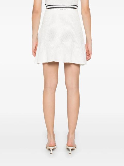 Self-Portrait textured knitted mini skirt - White