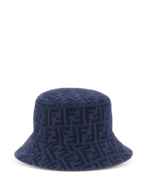 FENDI reversible logo-embroidery bucket hat - Blue