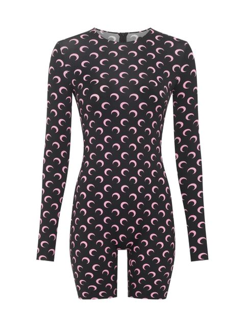 Marine Serre Moon-print jersey playsuit - Black - zdjęcie produktu nr 2