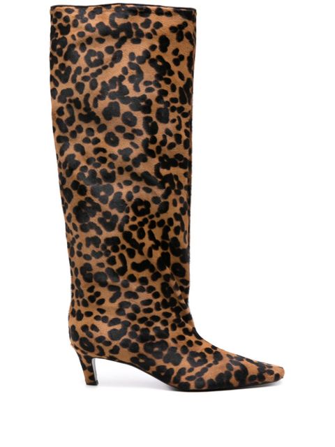 TOTEME 35mm leopard-print brushed boots - Brown - zdjęcie produktu nr 1