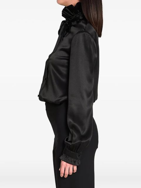 Gucci ruffled bow silk shirt - Black