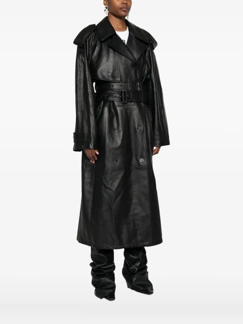 Balenciaga belted leather trench coat - Black