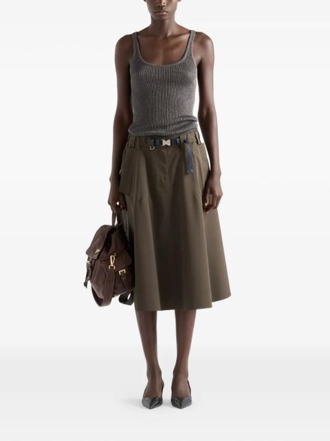 Prada logo belted midi skirt - Green