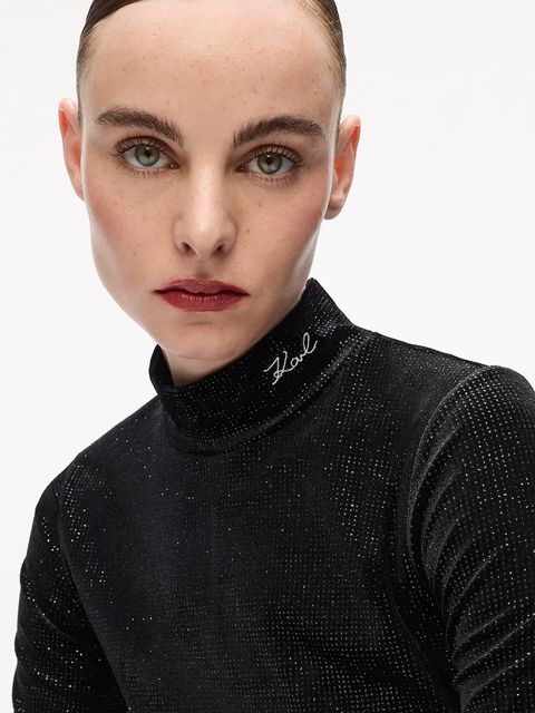 Karl Lagerfeld longsleeve kolor czarny z półgolfem A4W17047 - zdjęcie produktu nr 2