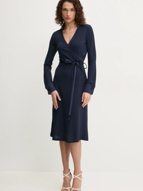 BOSS sukienka kolor granatowy mini rozkloszowana 50532044