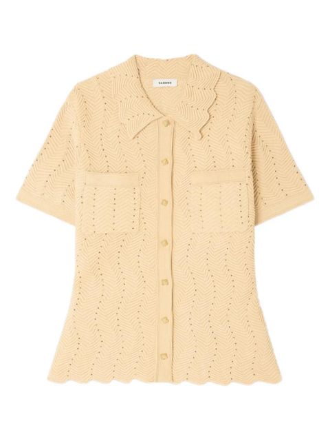 SANDRO zigzag-pattern cardigan - Neutrals - zdjęcie produktu nr 1
