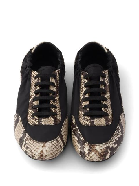 Prada Collapse Re-Nylon and printed Ayers leather sneakers - Black