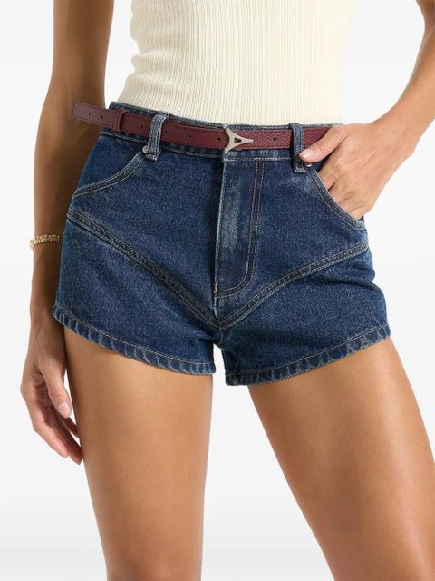 Manière De Voir Lore sculpted denim shorts - Blue