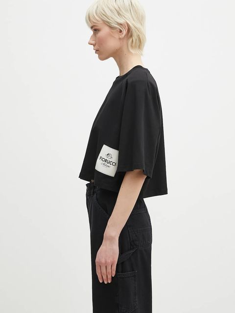Fiorucci t-shirt bawełniany Logo Label Cropped Padded damski kolor czarny U02SPTSH106CJ01BK01 - zdjęcie produktu nr 2