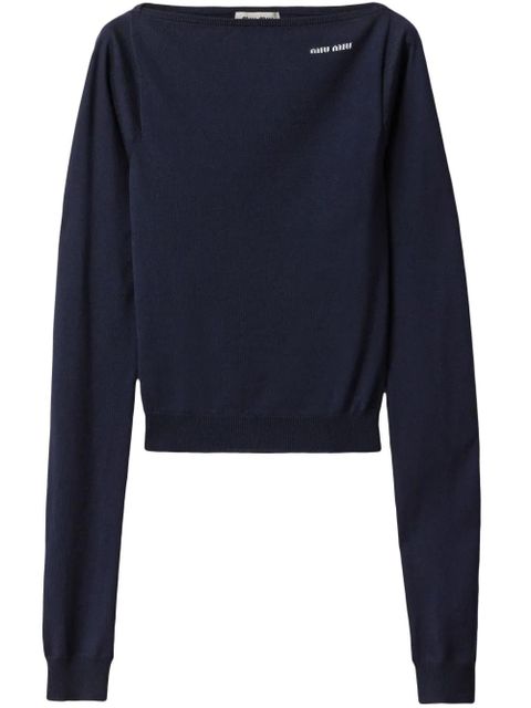Miu Miu boat-neck sweater - Blue - zdjęcie produktu nr 1