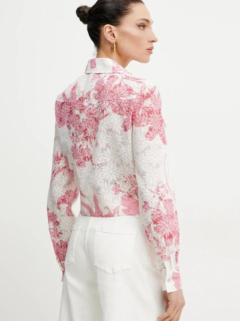 Guess koszula ADELAIDE damska kolor biały regular z kołnierzykiem klasycznym W5GH03 WH4K2