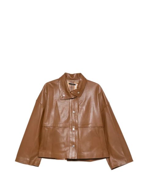 Nour Hammour Park leather collar jacket - Brown - zdjęcie produktu nr 1