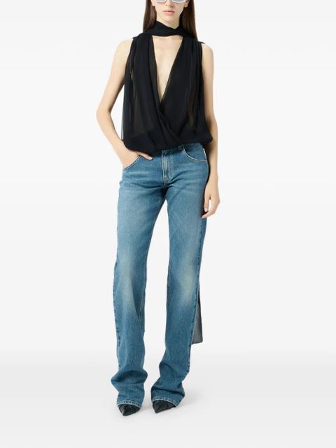 Blumarine georgette sash top - Black - zdjęcie produktu nr 2