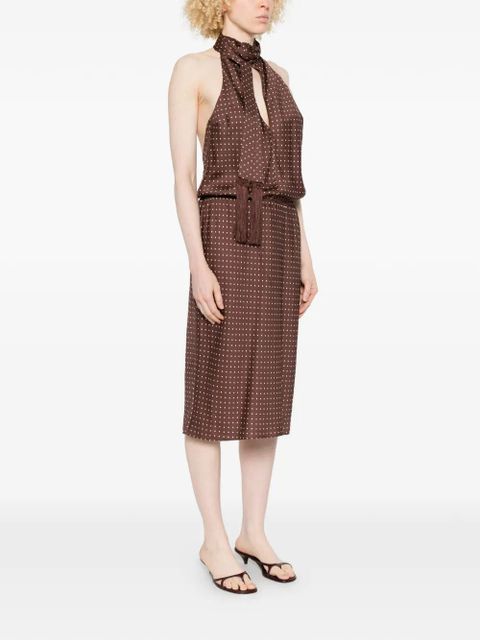 Posse Phoebe polka-dot pattern midi dress - Brown
