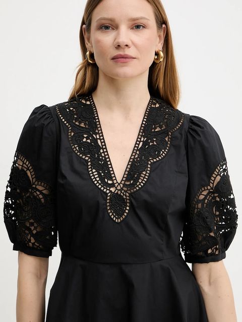 Twinset sukienka bawełniana kolor czarny mini rozkloszowana 251TT2334