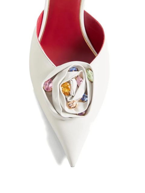 Valentino Garavani 55mm Drip Rose leather mules - White