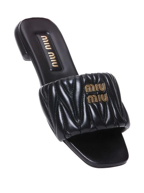 Miu Miu matelassé logo-plaque sandals - Black