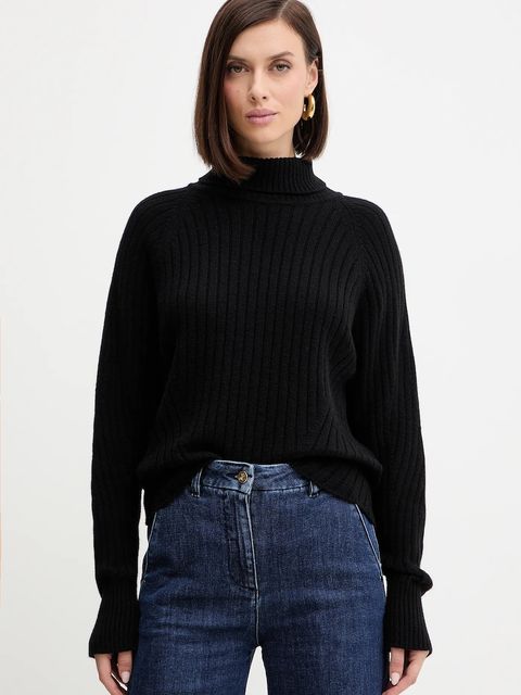 Simona Corsellini sweter wełniany damski kolor czarny lekki z golfem A25CPMGG08S1 - zdjęcie produktu nr 1