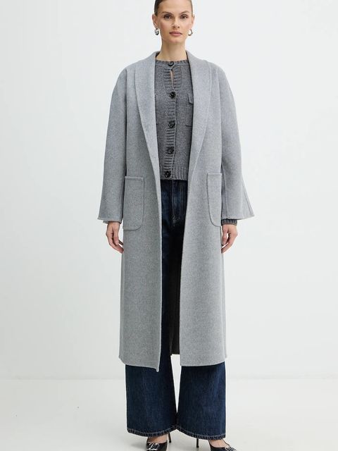 Luisa Spagnoli płaszcz wełniany kolor szary 542325