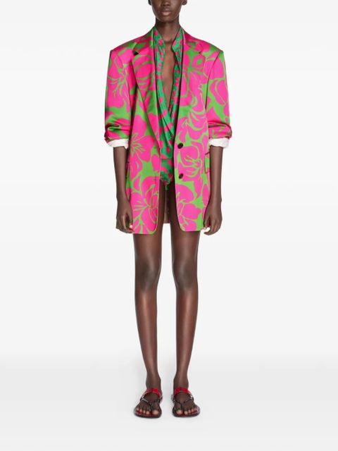DRIES VAN NOTEN oversized floral satin blazer - Green - zdjęcie produktu nr 2