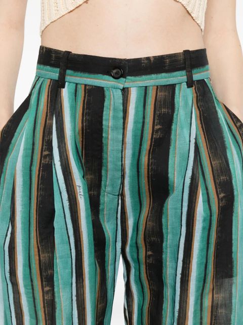 PINKO striped pleated straight trousers - Green