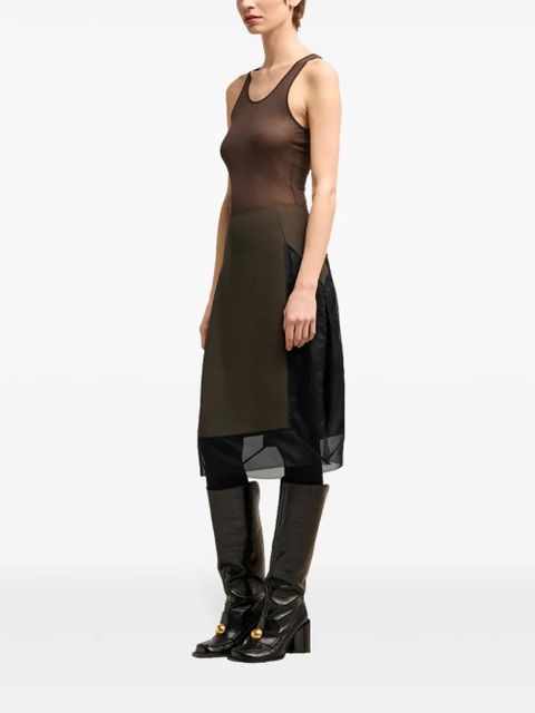 AMI Paris tulle-panel straight skirt - Green