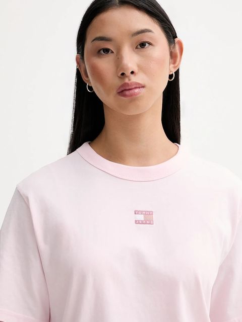 Tommy Jeans t-shirt bawełniany damski kolor różowy DW0DW22202