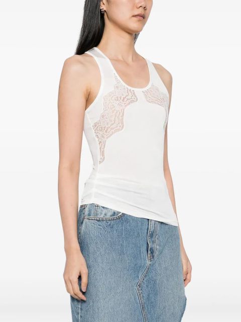 Christopher Esber encased lace ribbed tank top - White