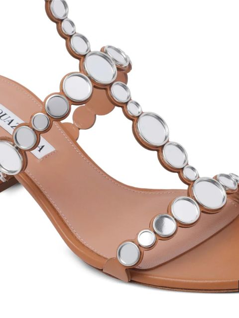 Aquazzura studded afterglow leather sandals - Brown