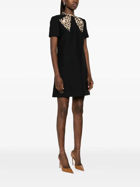 Valentino Garavani leopard-bow mini dress - Black