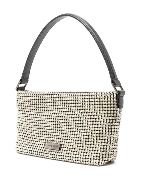 Self-Portrait small Diamante crystal-embellished tote bag - White