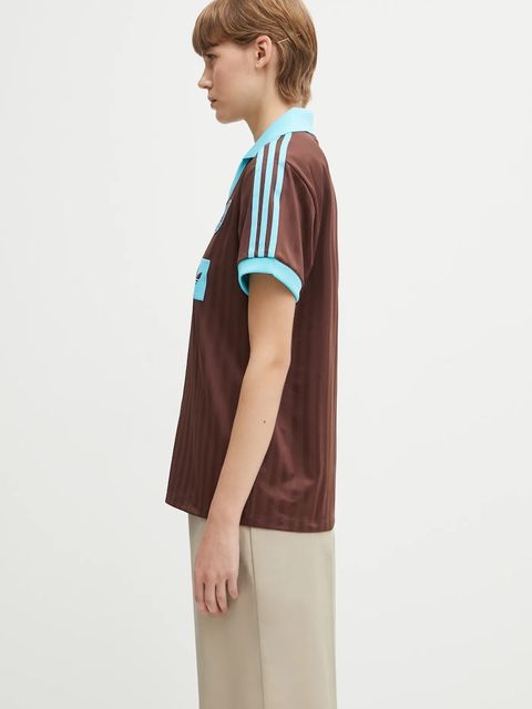 adidas Originals t-shirt Football Tee damski kolor brązowy JY3542