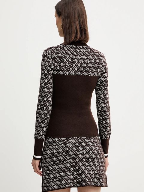 Guess sweter z dodatkiem wełny AUBREY damski kolor brązowy z półgolfem W5BR24 Z3JD2