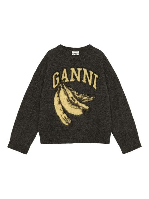 GANNI intarsia-logo jumper - Grey - zdjęcie produktu nr 1