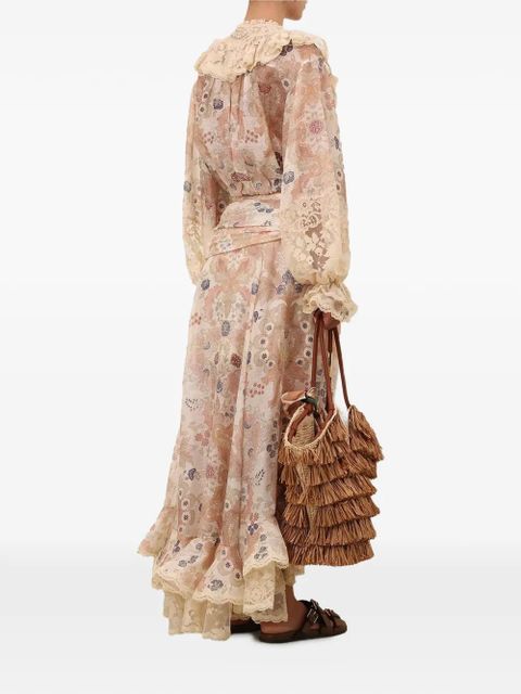 ZIMMERMANN Rebellion floral-print lace maxi skirt - Neutrals