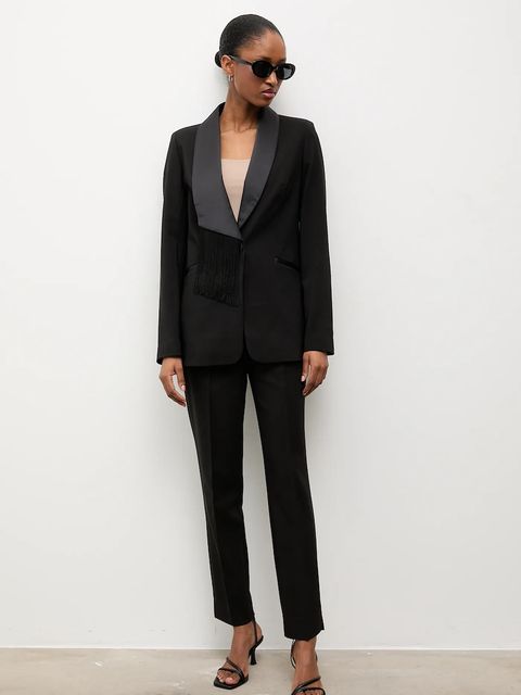 Answear.LAB marynarka kolor czarny jednorzędowa gładka - zdjęcie produktu nr 2