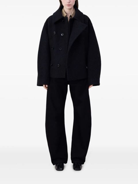 LEMAIRE cropped asymmetrical belted coat - Black