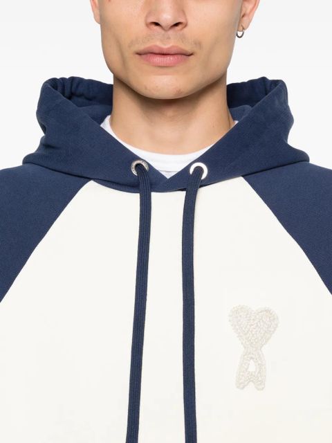 AMI Paris heart logo hooded sweatshirt - Neutrals